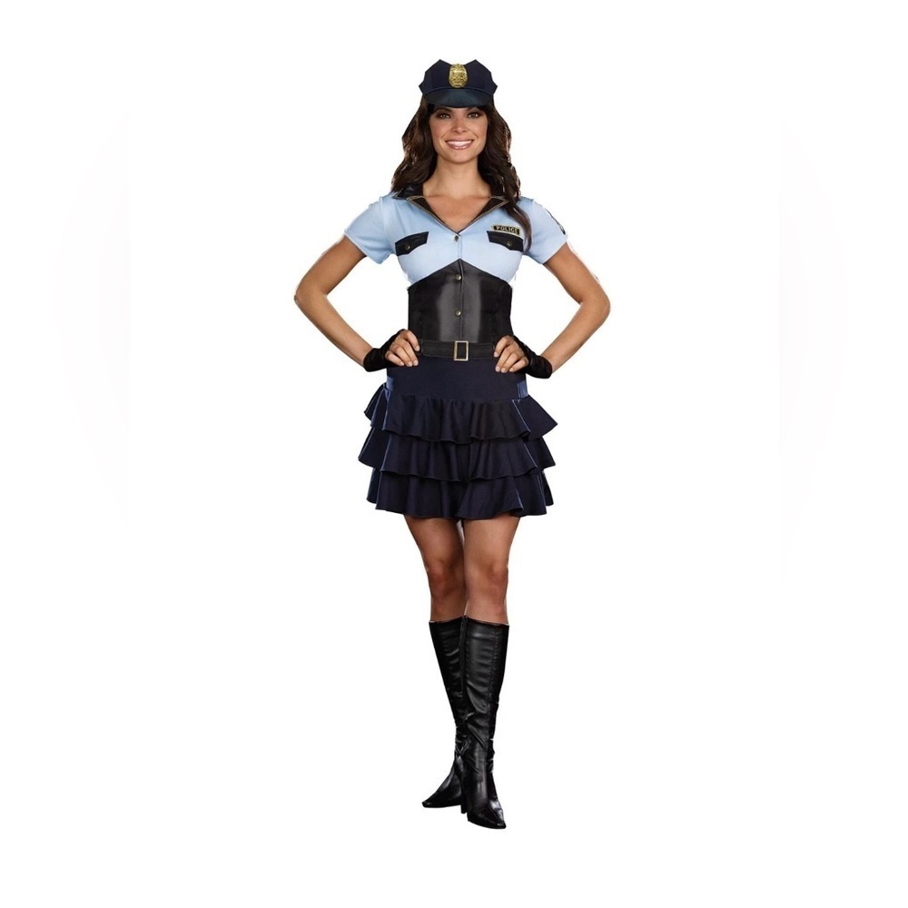 Women's Halloween Police Officer Dress Costume - Blue and Black